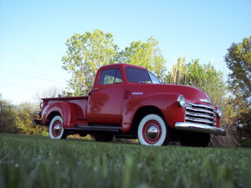 1951 chevrolet pickup-bright red-restored original 216  six cylinder engine