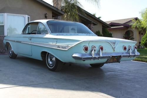 1961 chevrolet impala bubbletop, rust free original ca. black plate car 58 59 60