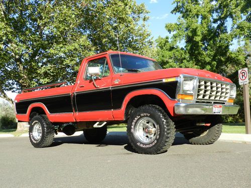 1978 ford f150 ranger xlt  4x4 \ 4wd black on red a must see  70+ pictures