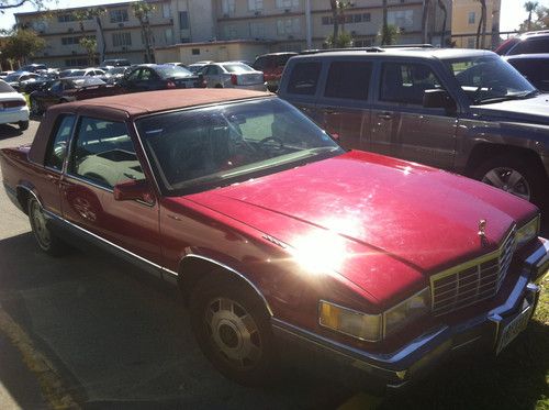 Beautiful red 1991 cadillac deville excellent condition, transmission needs work