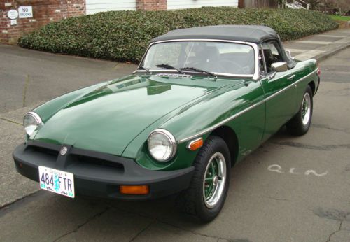 Well restored, racing green, convertible 1977 mg b in very good condtion