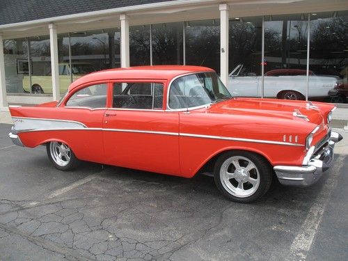 1957 chevrolet 210 matador red 350 disc brakes vintage ac recent restoration