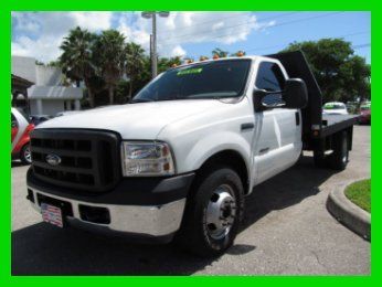 07 white f-350 6l v8 dually diesel flatbed *tow hitch *trailer brake *one owner