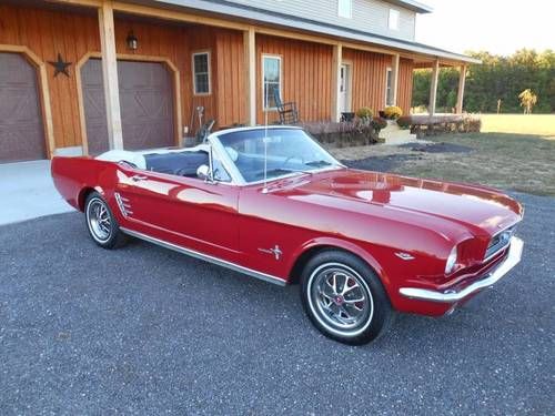 1966 ford mustang convertible red 289 automatic power top ps nice no reserve