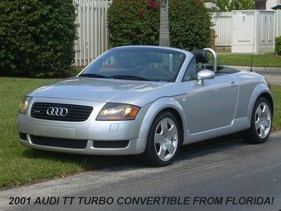 Beautiful silver audi tt turbo convertible from florida! like new, low reserve!