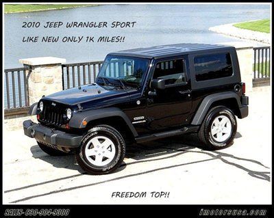 2010 jeep wrangler sport 4wd 2-dr blk/gry 1k miles lk new 1-owner freedom top!!!