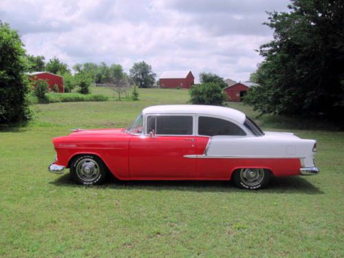 1955 chevy bel air red and white mod 210