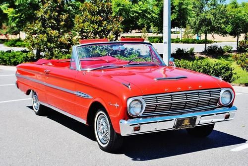 Simply beautiful 1963 ford falcon sprint convertible 260 v-8 4 speed red white.