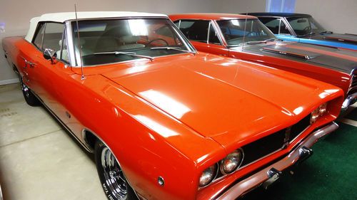 1968 dodge coronet 500 convertible, 383, auto, bucket/console, red/white