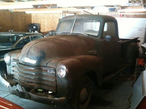 1950 chevy 3600 pickup truck old green patina 283/4 speed lifted farm truck pto