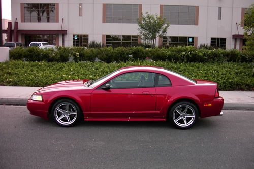 2000 mustang gt, 4.6l v8, supercharged, 342 rwhp, laser red, custom leather
