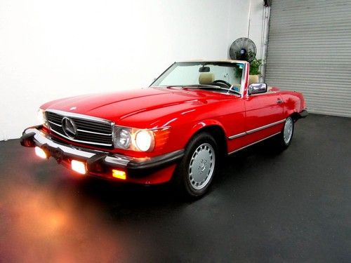 1986 mercedes-benz 560sl signal red/cream beige all original fully documented