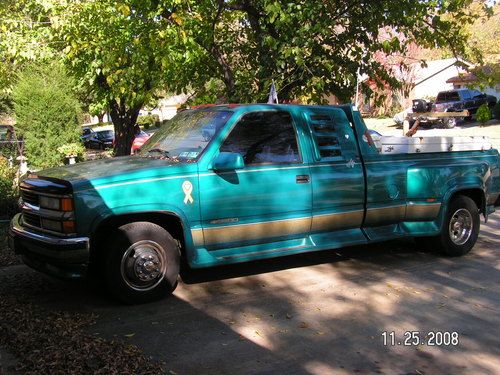 1995 chevrolet pickup dully c/k 3500 extended cab teal green