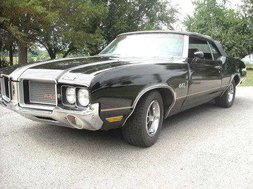 1972 oldsmobile 442 convertible with 455/400-air-conditioning triple black!