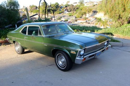 1972 chevrolet nova 1 owner old lady car 100% rust free california car. $7,900