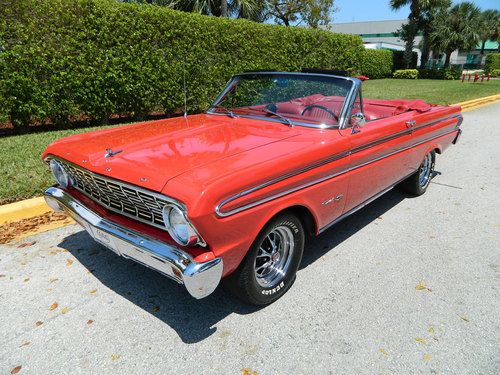 1964 ford falcon sprint convertible 260 v8 4 speed rangoon red a/c ps pwr top