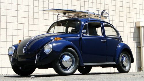 1971 volkswagen sunroof flat window super beetle  1600dp roof rack w/surf board