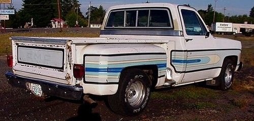 79 gmc sierra shortbed stepside 2wd w/ chevy rally's oldsmobile power nice truck