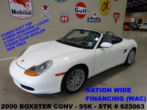 2000 boxster conv,5 speed trans,pwr top,lth,6 disk cd,17in whls,95k,we finance!!