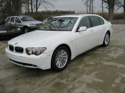 2004 bmw 745li white w/ tan leather sunroof, nav, a/c, low miles 62k