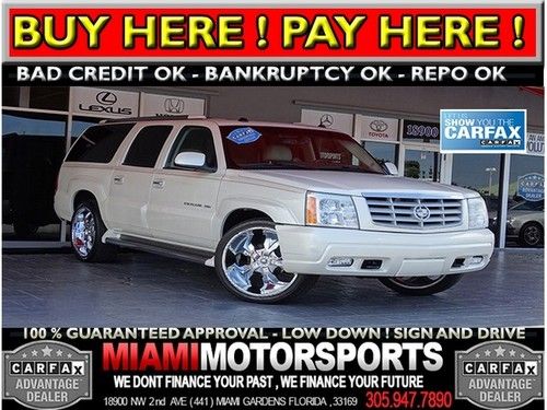 We finance '04 cadillac suv platinum edition awd sunroof leather and more...