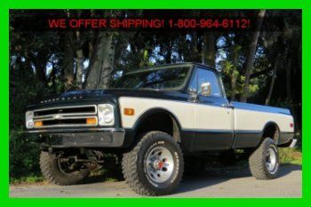 1968 chevrolet k20 4x4! no reserve! lifted! rare truck must see to believe! fl!