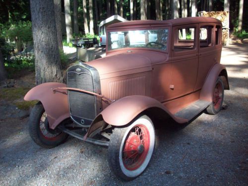 1931 ford model a slant windshield four door sedan project hot rod rat fordor