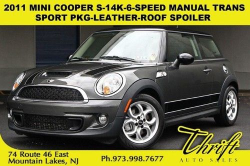 2011 mini cooper s-14k-6-speed manual trans-sport pkg-leather-roof spoiler