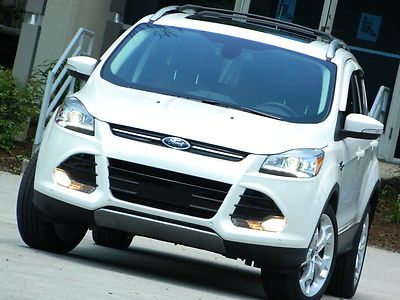 2013 ford escape titanium ecoboost pearlwht sync panorama roof self-park low mls
