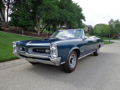 1966 gto convertible, tripower, 4 speed, a/c, one owner 25 years, great colors!