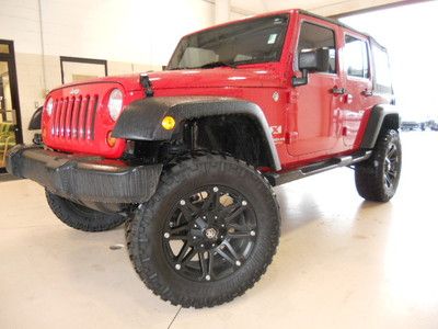 07 4x4 lifted jeep wrangler x unlimited red 5.13 yukon gears new wheels &amp; tires