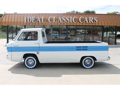 61 chevy corvair f.c. load side 6 cylinder white blue manual pick up 32k
