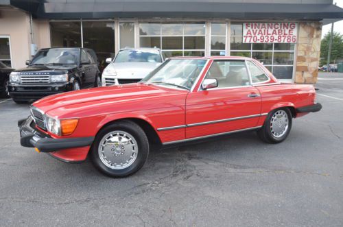 Mercedes 560sl roadster convertible 1986 red / palomino only 86k mi all records