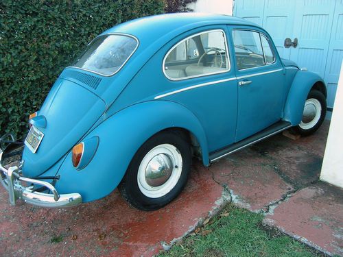 1965 volkswagen beetle - blue - sunroof - pop out windows