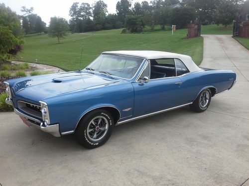 1966 pontiac gto conv. blue w/ matching int in mint con. low mileage two owners