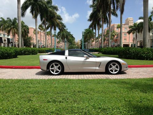 2006 c6 corvette coupe removable top silver leather 6 speed 44k