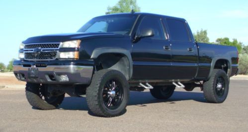 **no reserve** 2006 chevy 1500hd crew shorty 4x4 lifted blk az clean carfax!!!!!