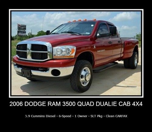4x4 5.9 cummins turbo diesel dualie -- 1 owner -- 6-spd -- slt -- clean carfax!