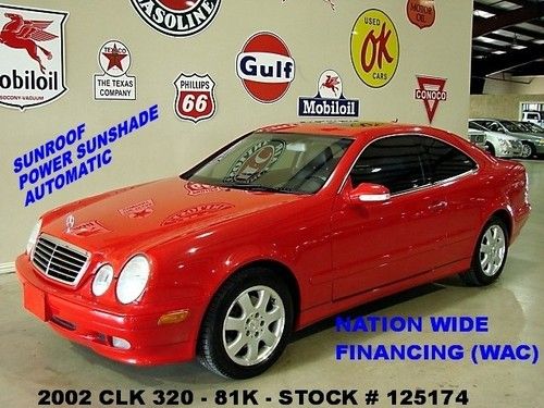 2002 clk320 coupe,v6,automatic,sunroof,leather,bose,16in wheels,81k,we finance!!