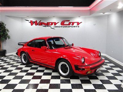 1984 porsche 911 carrera 3.2 coupe~factory a/c~5-speed~fuchs~guards red / black!