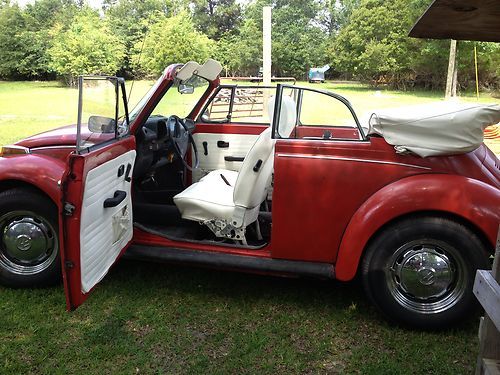 74 volkswagen super beetle classic karmann convertible red good condition