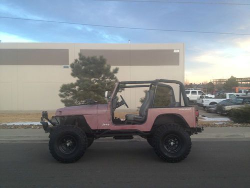 Pink jeep wrangler yj sport auto 111k 4x4 rust free galvanized frame will ship