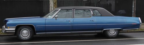 1972 cadillac fleetwood limousine, blue exterior, no partition