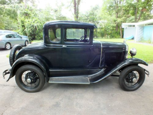 1930 ford model a 5 window coupe stock hot rat rod project runs drives base blue