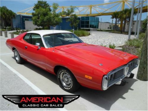 1973 dodge charger 440 4bbl red/white air conditioned automatic ps pb excellent!