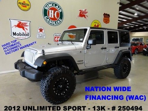 2012 wrangler unlimited sport 4x4,automatic,4in lift,lth,xd whls,13k,we finance!