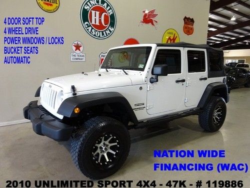 2010 wrangler unlimited sport 4x4,auto,soft top,lifted,xd whls,47k,we finance!!