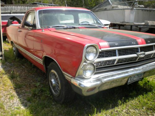 1967 ford ranchero red w/black stripes 289 automatic collector car