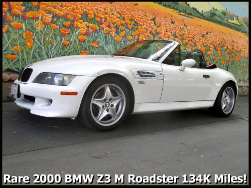 Rare 2000 bmw s52 m roadster! alpine white on black leather! value-priced!