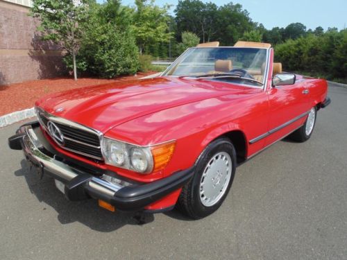 1989 mercedes benz 560sl signal red/palomino 17k miles investment grade example